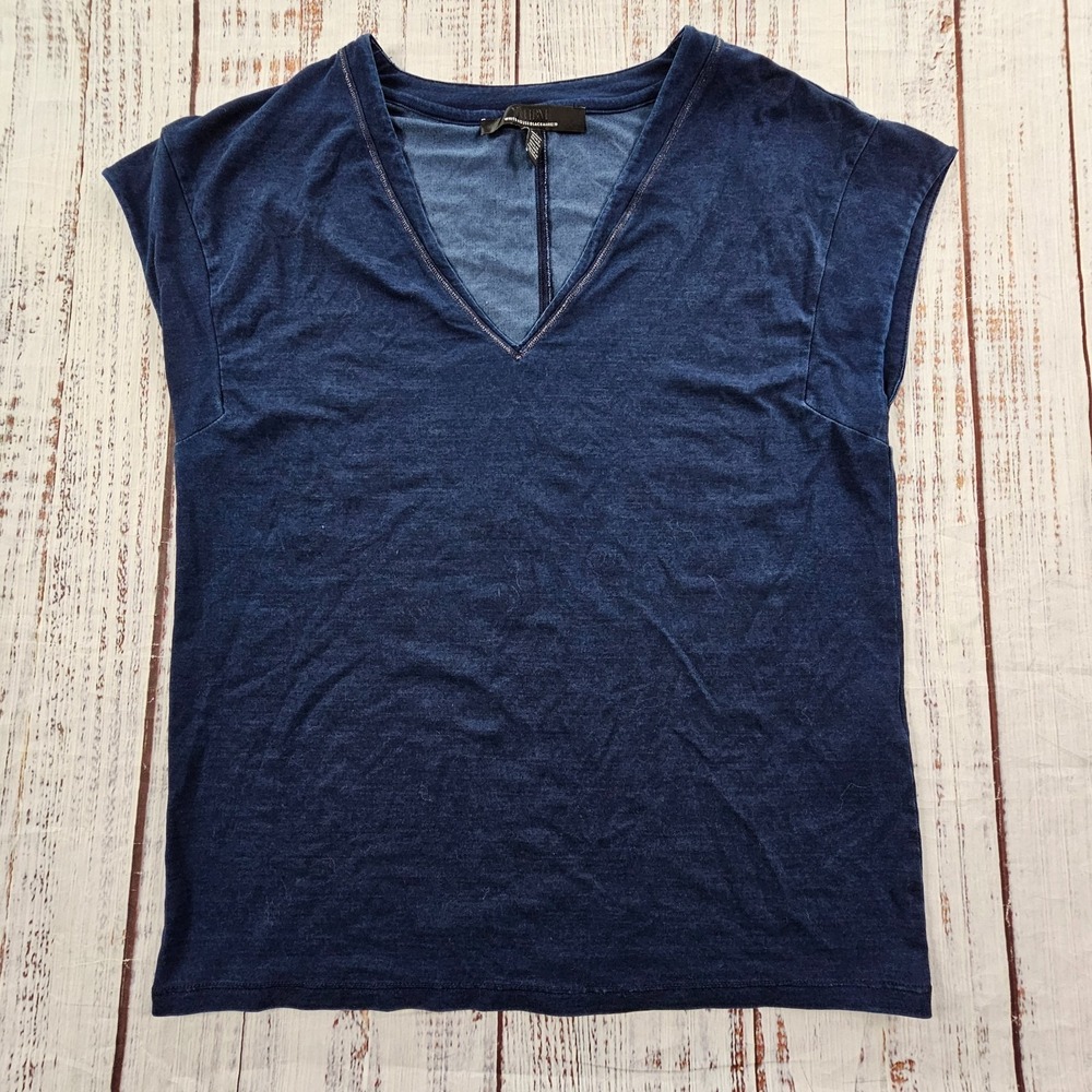 White House Black Market Blue Sleeveless Tri-Blend T-Shirt Women's XS